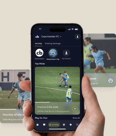 Immobilien-App auf Handy, Nutzeroberfläche mit Fußballtraining-Anleitungen und Übungen.